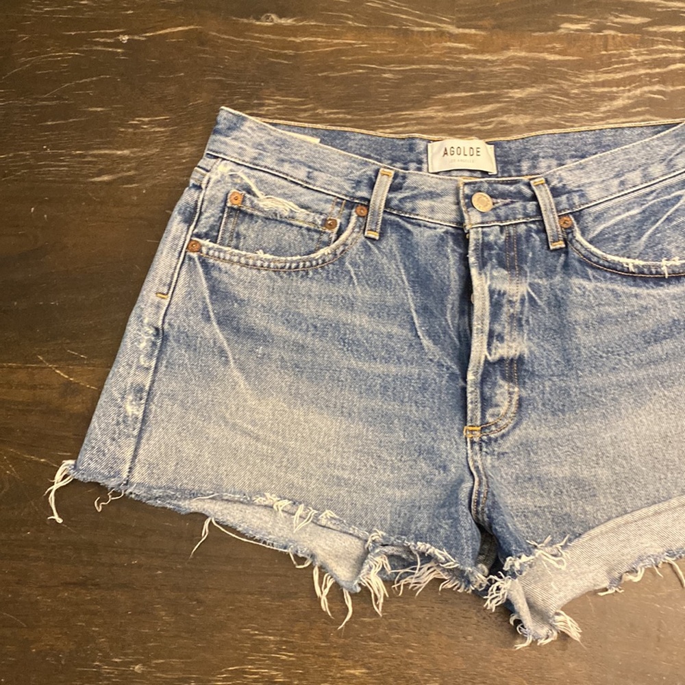 AGOLDE | Parker Vintage Jean Shorts distressed raw buttonfly women’s 27 - Picture 3 of 7